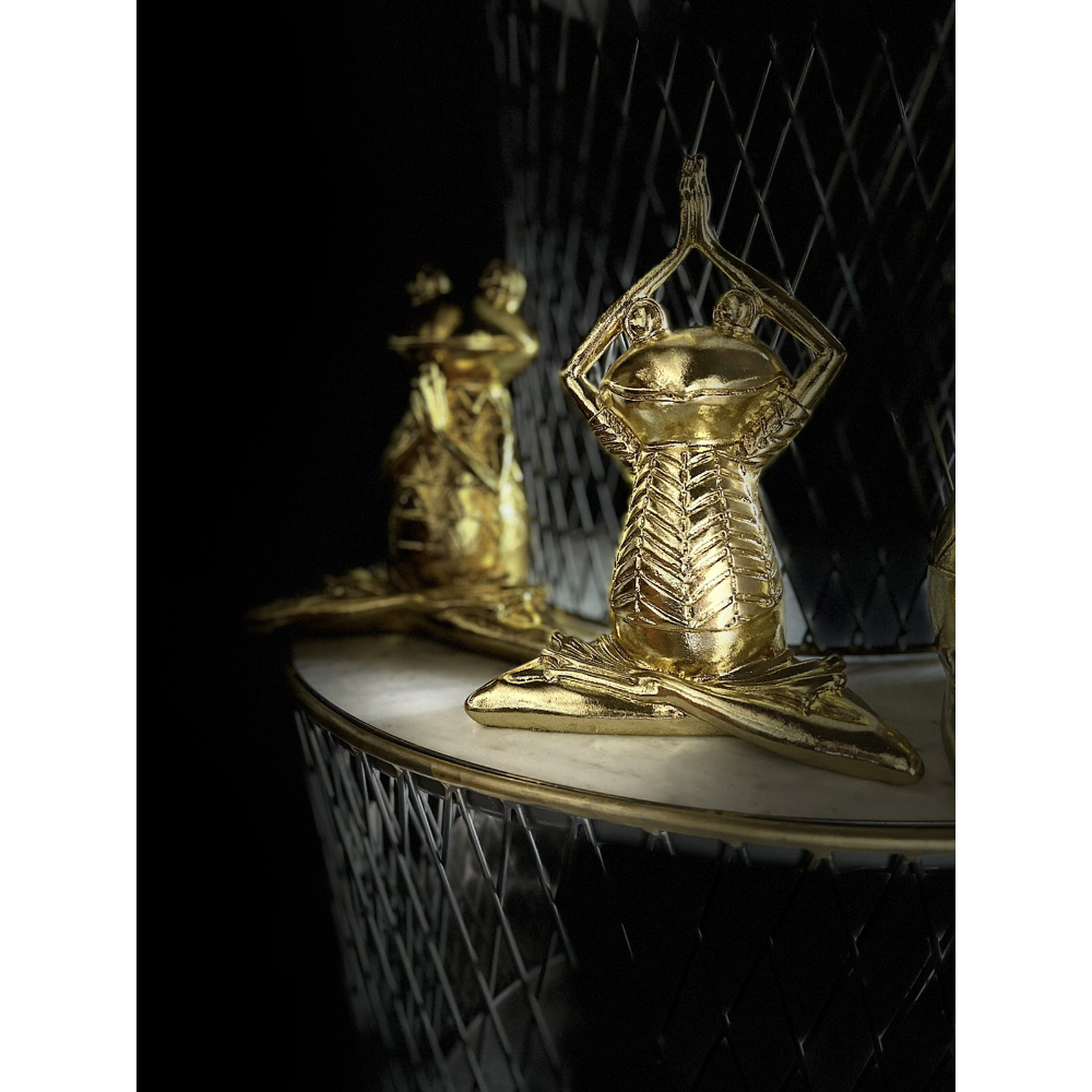 YOGA FROGIE ΔΙΑΚΟΣΜΗΤΙΚΟ ΒΑΤΡΑΧΟΣ 16x11x21 POLYRESIN ΧΡΥΣΟ - Image 3
