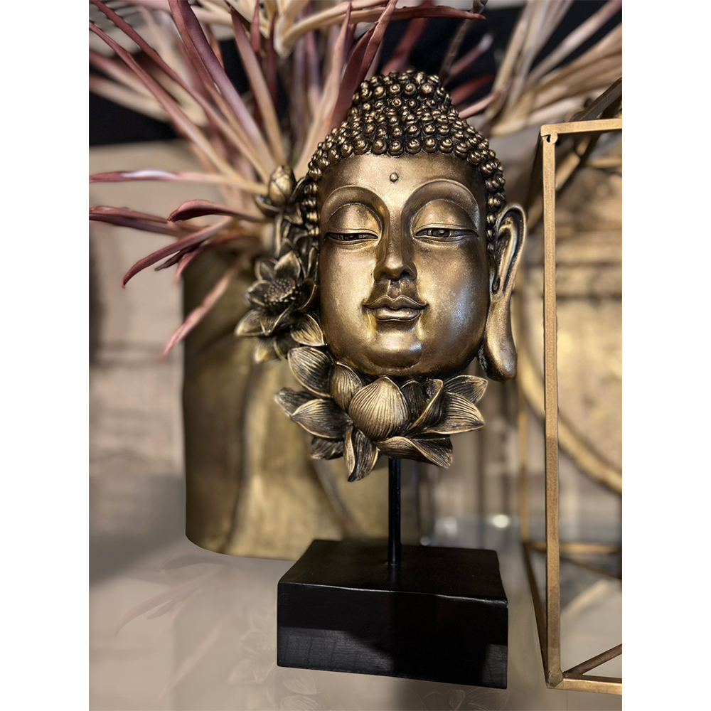 LOTUS BUDDHA ΔΙΑΚΟΣΜΗΤΙΚΟ ΒΟΥΔΑΣ 19x9x35 POLYRESIN ΧΡΥΣΟ ΜΑΥΡΟ - Image 2
