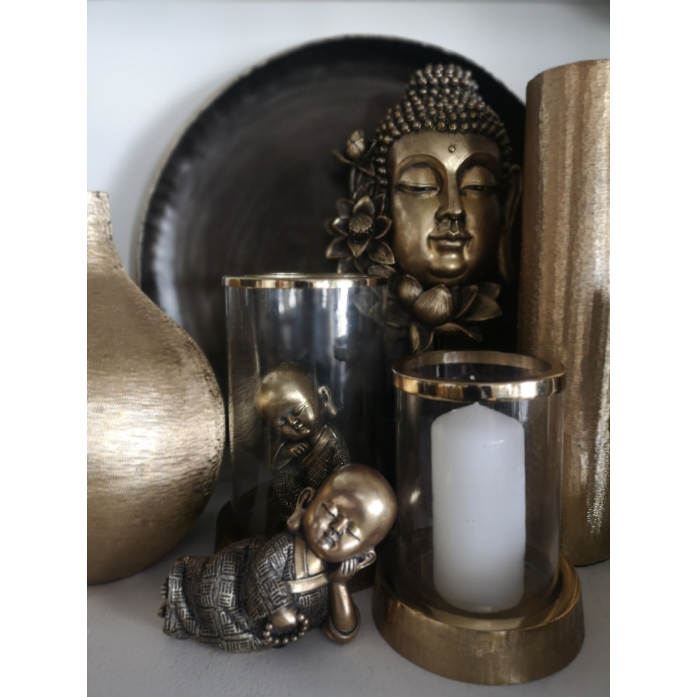 LOTUS BUDDHA ΔΙΑΚΟΣΜΗΤΙΚΟ ΒΟΥΔΑΣ 19x9x35 POLYRESIN ΧΡΥΣΟ ΜΑΥΡΟ - Image 4