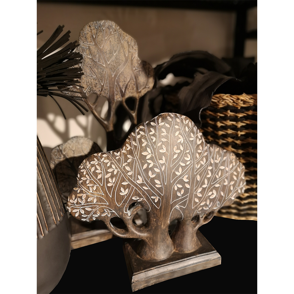 FORET 3 ΔΙΑΚΟΣΜΗΤΙΚΟ ΔΕΝΤΡΟ 34x9x28 POLYRESIN ΚΑΦΕ ΜΠΕΖ - Image 2