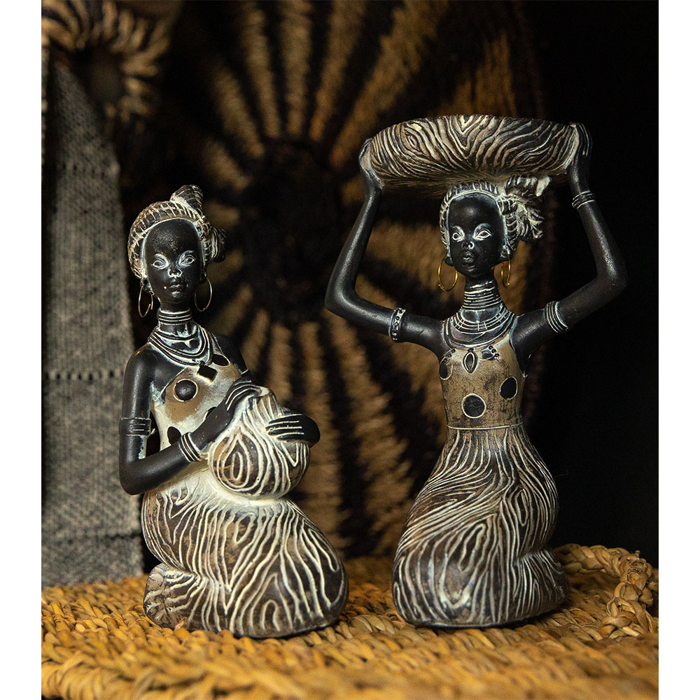 RABIA 2 ΔΙΑΚΟΣΜΗΤΙΚΗ ΦΙΓΟΥΡΑ 12x8x18 POLYRESIN ΜΑΥΡΟ ΚΑΦΕ ΛΕΥΚΟ - Image 2