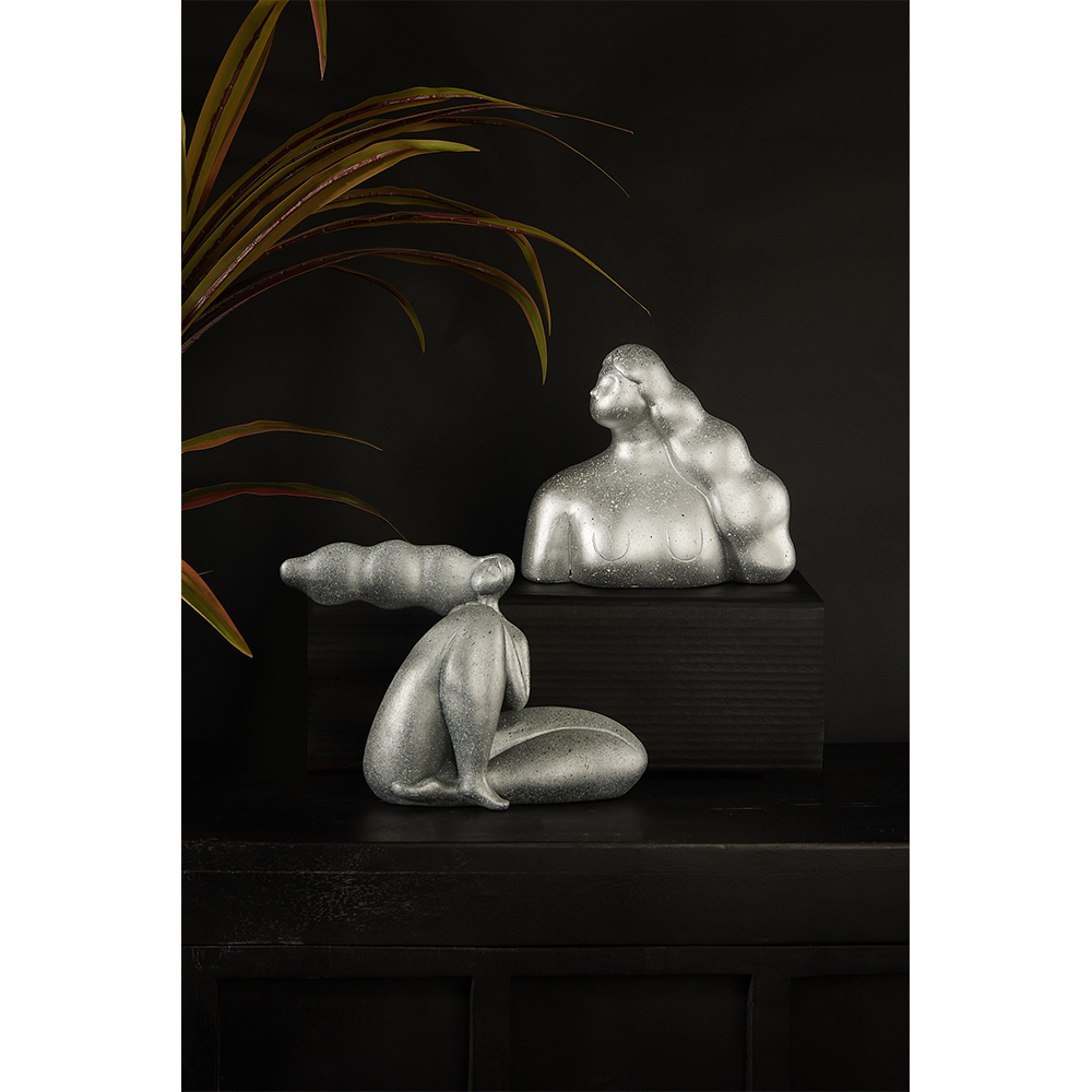 CHEVEU SILVER 2 ΔΙΑΚΟΣΜΗΤΙΚΗ ΦΙΓΟΥΡΑ 24x10x17 POLYRESIN ΑΣΗΜΙ - Image 2
