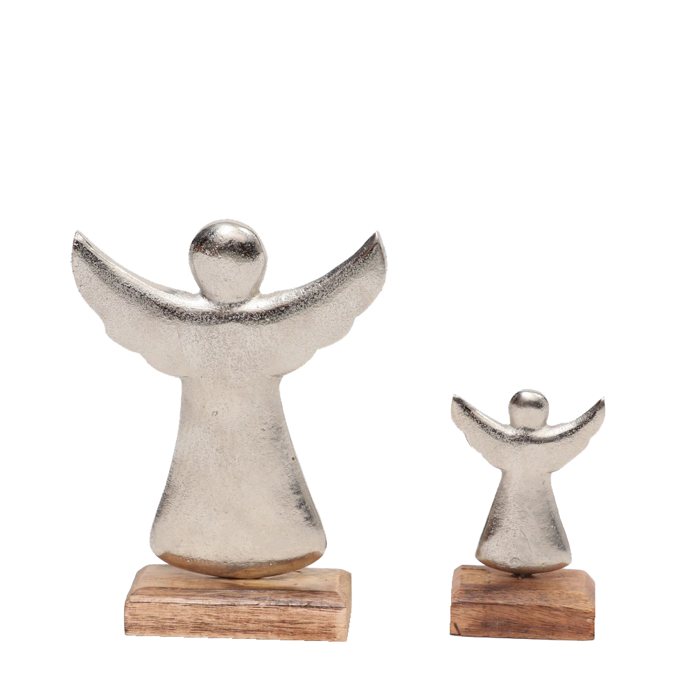 HOLLY ΧΡΙΣΤΟΥΓΕΝΝΙΑΤΙΚΟ ΔΙΑΚΟΣΜΗΤΙΚΟ ΑΓΓΕΛΟΣ 5x8x13 ΑΛΟΥΜΙΝΙΟ ΑΣΗΜΙ ΦΥΣΙΚΟ ΞΥΛΟ MANGO - Image 2