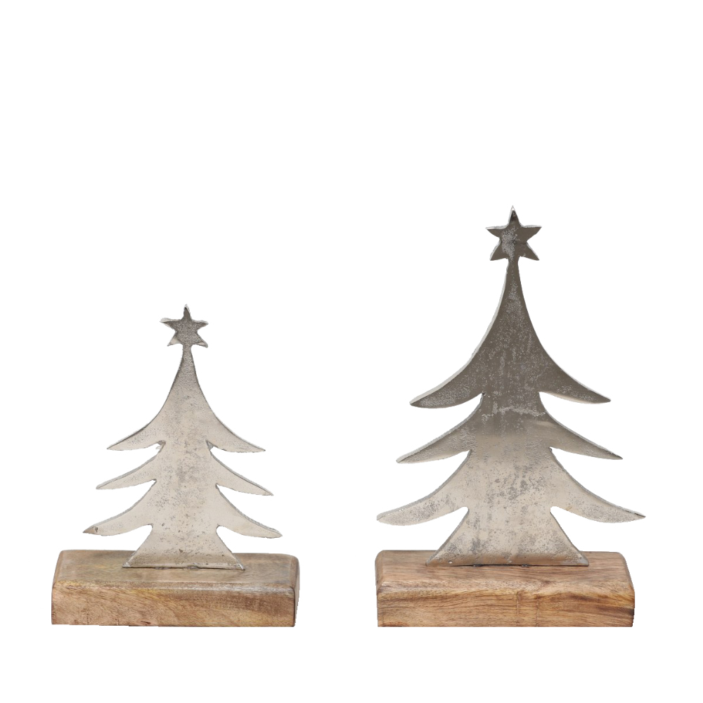 FELICITY ΧΡΙΣΤΟΥΓΕΝΝΙΑΤΙΚΟ ΔΙΑΚΟΣΜΗΤΙΚΟ ΔΕΝΤΡΟ 15x5x23 ΑΛΟΥΜΙΝΙΟ ΑΣΗΜΙ ΦΥΣΙΚΟ ΞΥΛΟ MANGO - Image 2