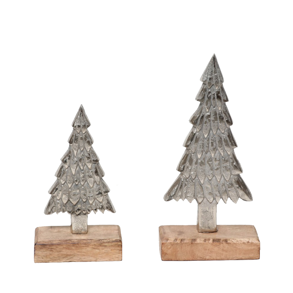 WINT ΧΡΙΣΤΟΥΓΕΝΝΙΑΤΙΚΟ ΔΙΑΚΟΣΜΗΤΙΚΟ ΔΕΝΤΡΟ 11x5x14 ΑΛΟΥΜΙΝΙΟ ΑΣΗΜΙ ΦΥΣΙΚΟ ΞΥΛΟ MANGO - Image 2