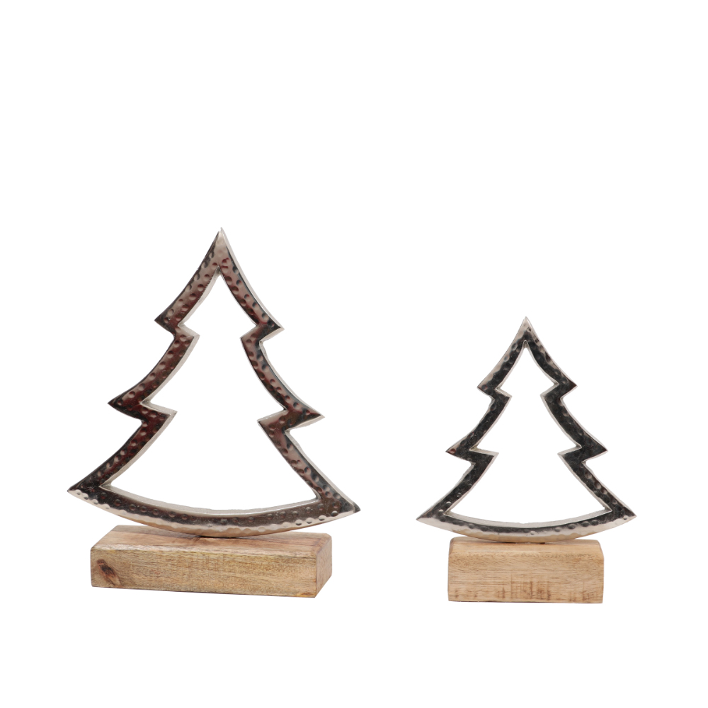 EIRA ΧΡΙΣΤΟΥΓΕΝΝΙΑΤΙΚΟ ΔΙΑΚΟΣΜΗΤΙΚΟ ΔΕΝΤΡΟ 15x5x19 ΑΛΟΥΜΙΝΙΟ ΑΣΗΜΙ ΦΥΣΙΚΟ ΞΥΛΟ MANGO - Image 2