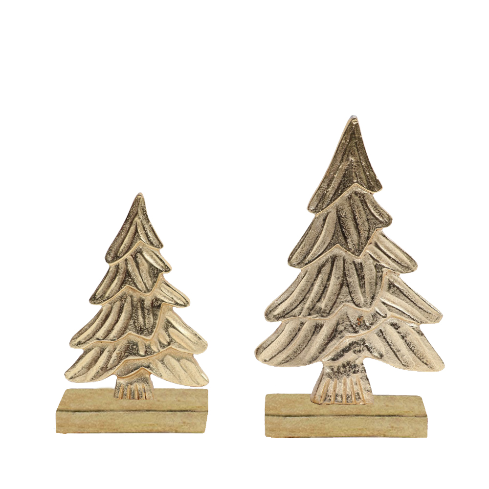 HARK ΧΡΙΣΤΟΥΓΕΝΝΙΑΤΙΚΟ ΔΙΑΚΟΣΜΗΤΙΚΟ ΔΕΝΤΡΟ 18x6x30 ΑΛΟΥΜΙΝΙΟ ΧΡΥΣΟ ΞΥΛΟ MANGO - Image 2