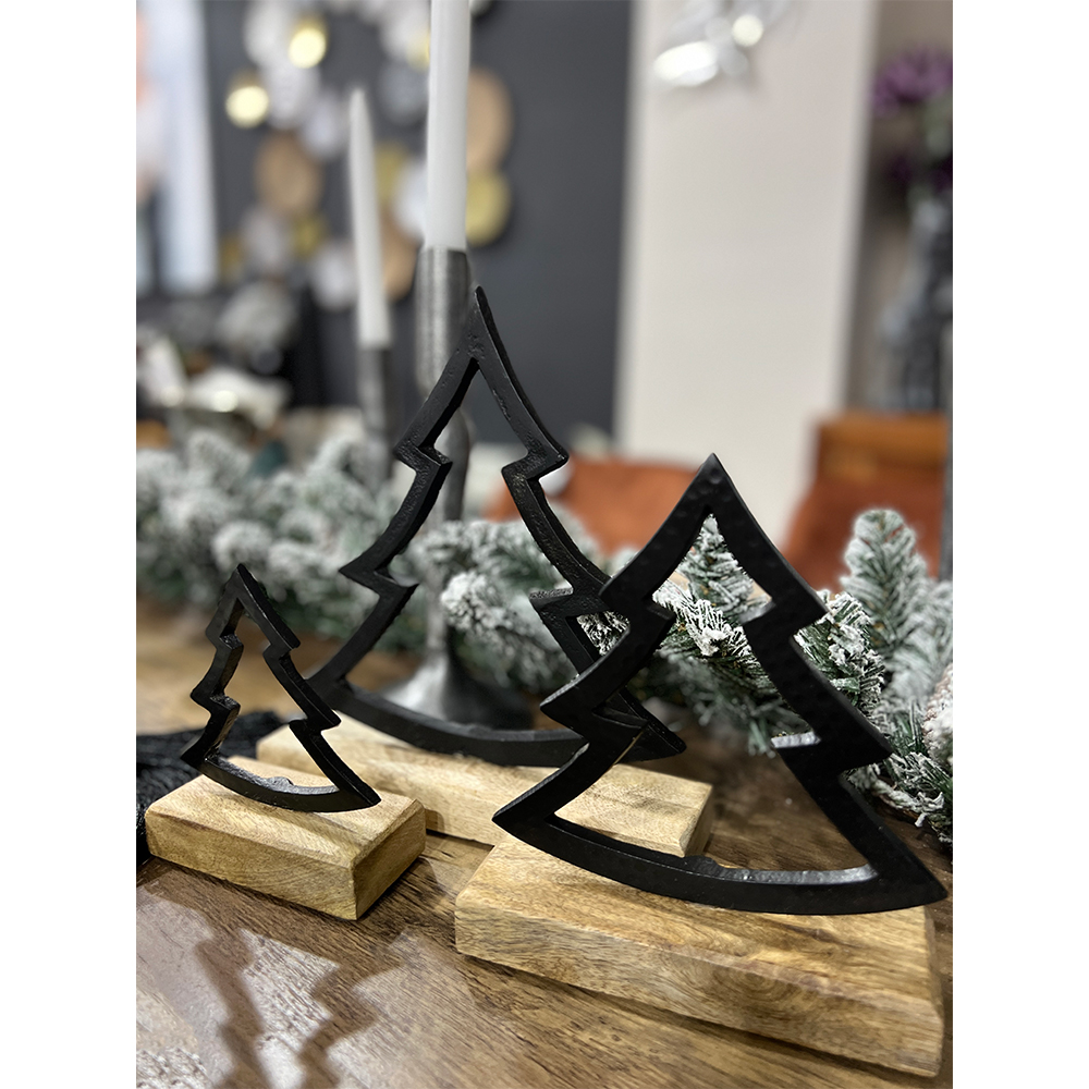 GOOSE ΧΡΙΣΤΟΥΓΕΝΝΙΑΤΙΚΟ ΔΙΑΚΟΣΜΗΤΙΚΟ ΔΕΝΤΡΟ 15x5x18 ΑΛΟΥΜΙΝΙΟ ΜΑΥΡΟ ΦΥΣΙΚΟ ΞΥΛΟ MANGO - Image 2