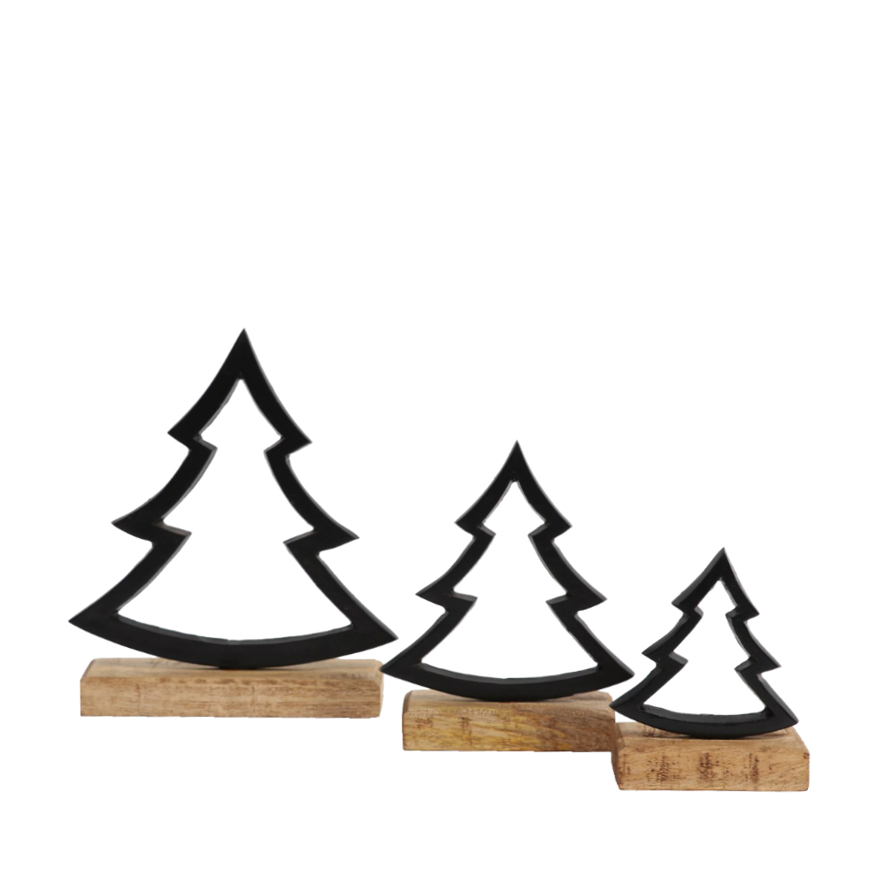 GOOSE ΧΡΙΣΤΟΥΓΕΝΝΙΑΤΙΚΟ ΔΙΑΚΟΣΜΗΤΙΚΟ ΔΕΝΤΡΟ 15x5x18 ΑΛΟΥΜΙΝΙΟ ΜΑΥΡΟ ΦΥΣΙΚΟ ΞΥΛΟ MANGO - Image 3