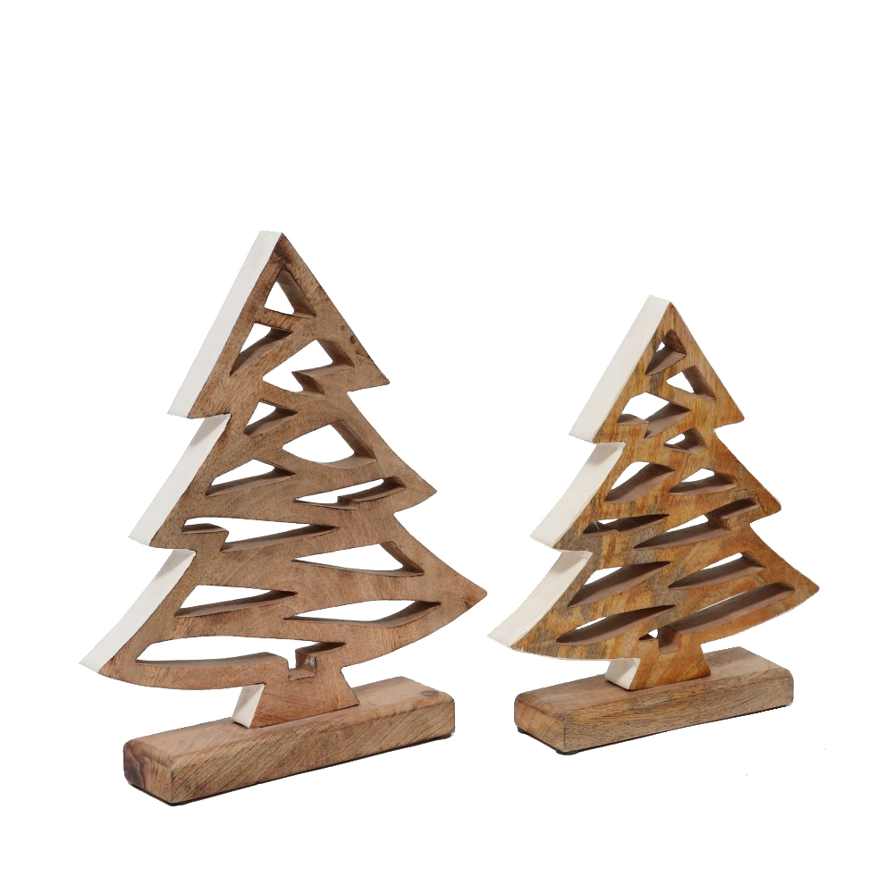 WOODY ΧΡΙΣΤΟΥΓΕΝΝΙΑΤΙΚΟ ΔΙΑΚΟΣΜΗΤΙΚΟ ΔΕΝΤΡΟ 23x6x27 ΞΥΛΟ MANGO ΦΥΣΙΚΟ ΛΕΥΚΟ - Image 2