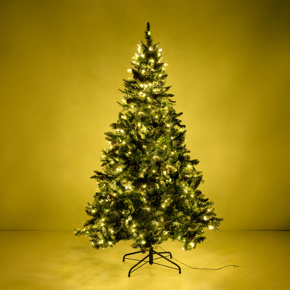 PINE ΧΡΙΣΤΟΥΓΕΝΝΙΑΤΙΚΟ ΔΕΝΤΡΟ ΧΙΟΝΙΣΜΕΝΟ ΜΕ LED 150x150x210 PVC ΠΡΑΣΙΝΟ ΛΕΥΚΟ - Image 2