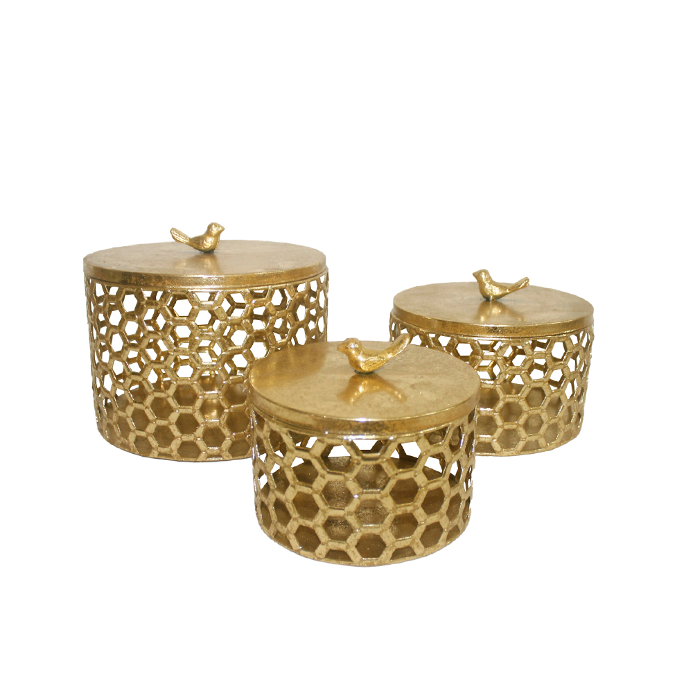 HIVE ΚΟΥΤΙ ΑΠΟΘΗΚΕΥΣΗΣ ΣΕΤ 3ΤΜΧ 25x25x21 ΜΕΤΑΛΛΟ ΧΡΥΣΟ