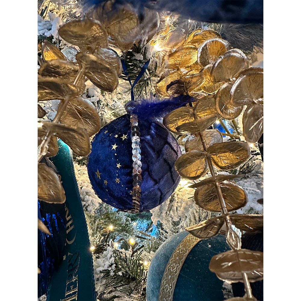 DREAMY ΧΡΙΣΤΟΥΓΕΝΝΙΑΤΙΚΗ ΜΠΑΛΑ 8x8x8 POLYFOAM ΜΠΛΕ ΧΡΥΣΟ ΥΦΑΣΜΑ - Image 2