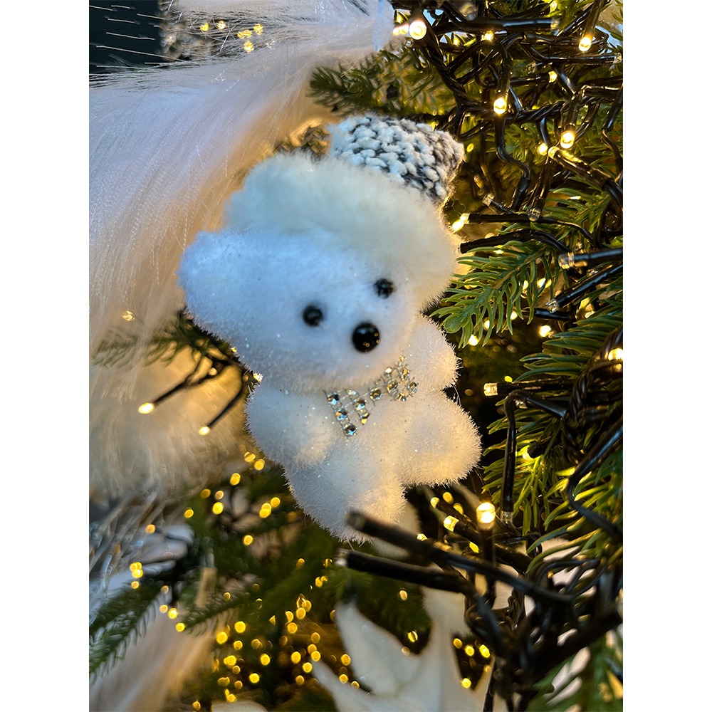 TITCH BEAR ΧΡΙΣΤΟΥΓΕΝΝΙΑΤΙΚΟ ΔΙΑΚΟΣΜΗΤΙΚΟ ΑΡΚΟΥΔΑ 9 ΥΦΑΣΜΑ ΛΕΥΚΟ ΓΚΡΙ - Image 2