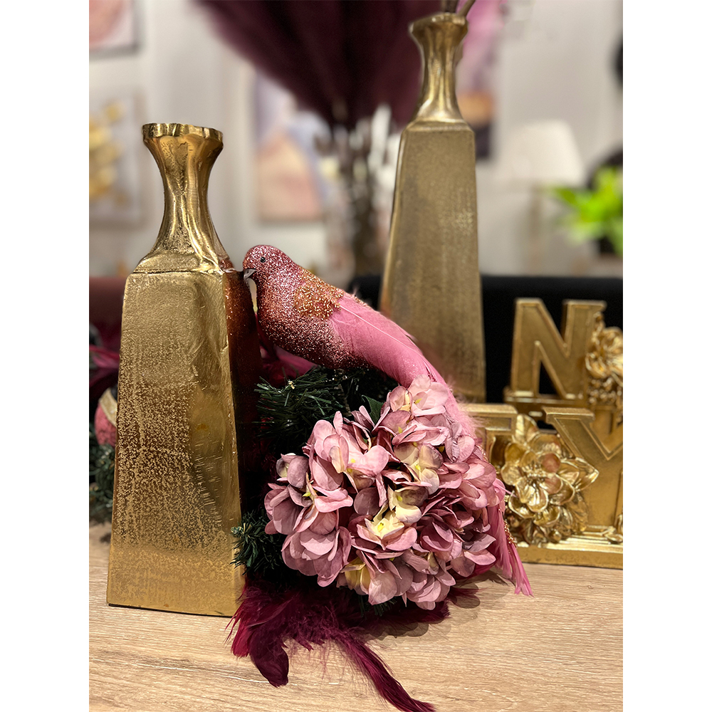 PIXIE BIRD ΧΡΙΣΤΟΥΓΕΝΝΙΑΤΙΚΟ ΔΙΑΚΟΣΜΗΤΙΚΟ ΠΟΥΛΙ 32 POLYFOAM ΡΟΖ ΥΦΑΣΜΑ - Image 2