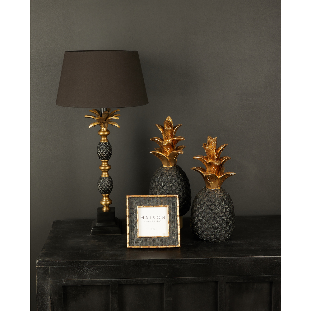 PINEAPPLE ΦΩΤΙΣΤΙΚΟ ΕΠΙΤΡΑΠΕΖΙΟ 30x30x57 ΑΛΟΥΜΙΝΙΟ ΧΡΥΣΟ ΑΝΤΙΚΕ ΜΑΥΡΟ ΥΦΑΣΜΑ - Image 2