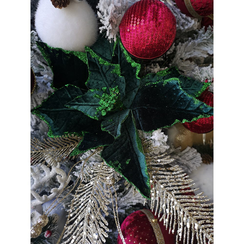 POINSETTIAS ΧΡΙΣΤΟΥΓΕΝΝΙΑΤΙΚΟ ΛΟΥΛΟΥΔΙ 32x32x55 POLYESTER ΠΡΑΣΙΝΟ - Image 2