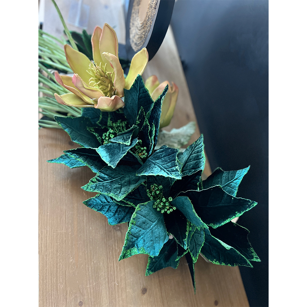 POINSETTIAS ΧΡΙΣΤΟΥΓΕΝΝΙΑΤΙΚΟ ΛΟΥΛΟΥΔΙ 32x32x55 POLYESTER ΠΡΑΣΙΝΟ - Image 3