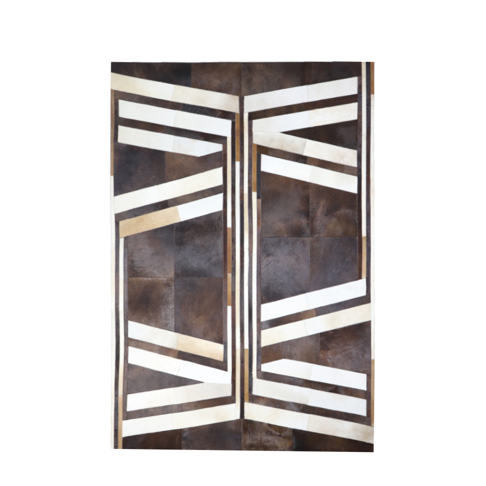 CHARACTER ΧΑΛΙ ΣΑΛΟΝΙΟΥ 160x240cm ΔΕΡΜΑ ΜΑΥΡΟ ΚΑΦΕ ΜΑΛΛΙΝΟ ΜΠΕΖ