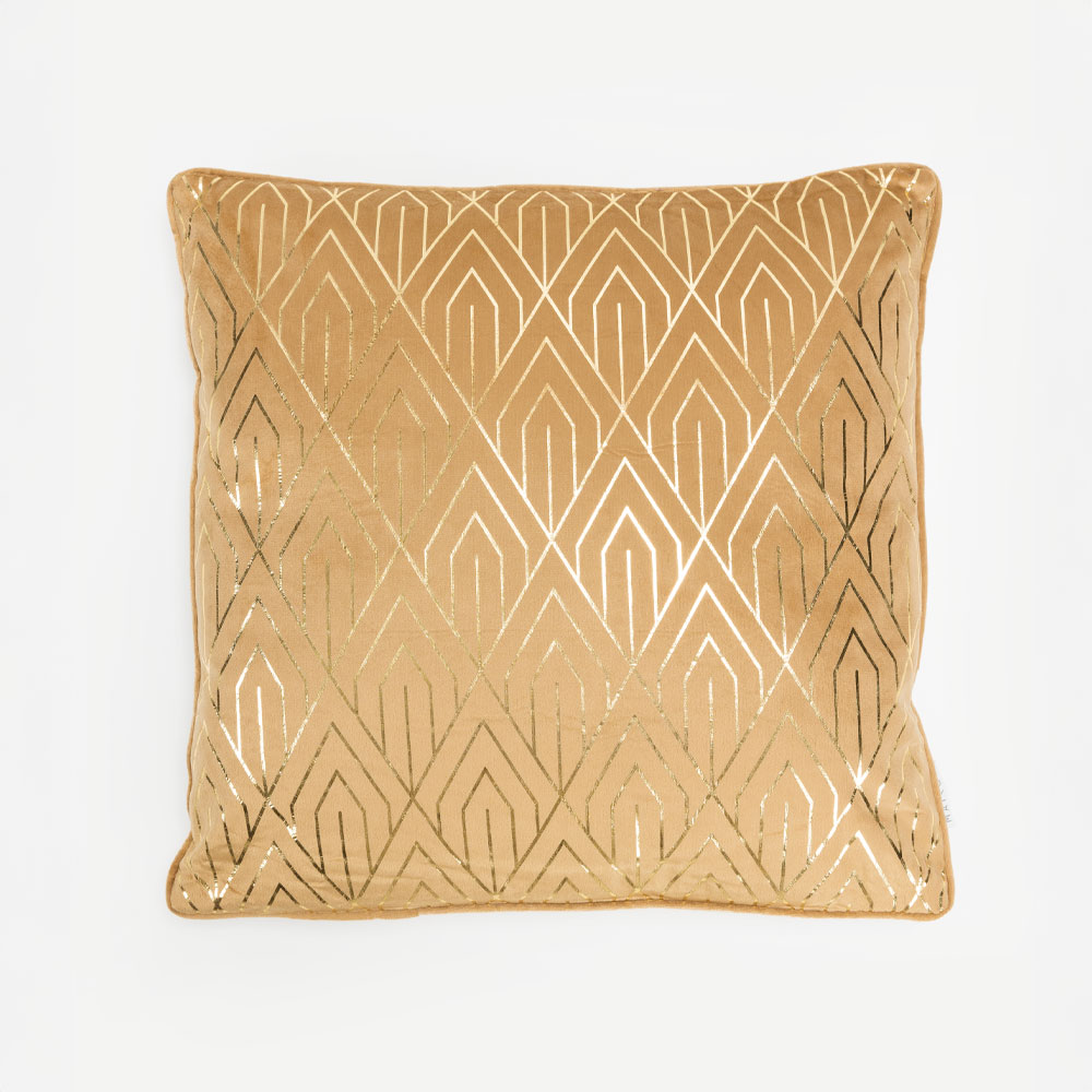 FAMA ΔΙΑΚΟΣΜΗΤΙΚΟ ΜΑΞΙΛΑΡΙ 45x45 ΒΕΛΟΥΔΟ CARAMEL ΧΡΥΣΟ