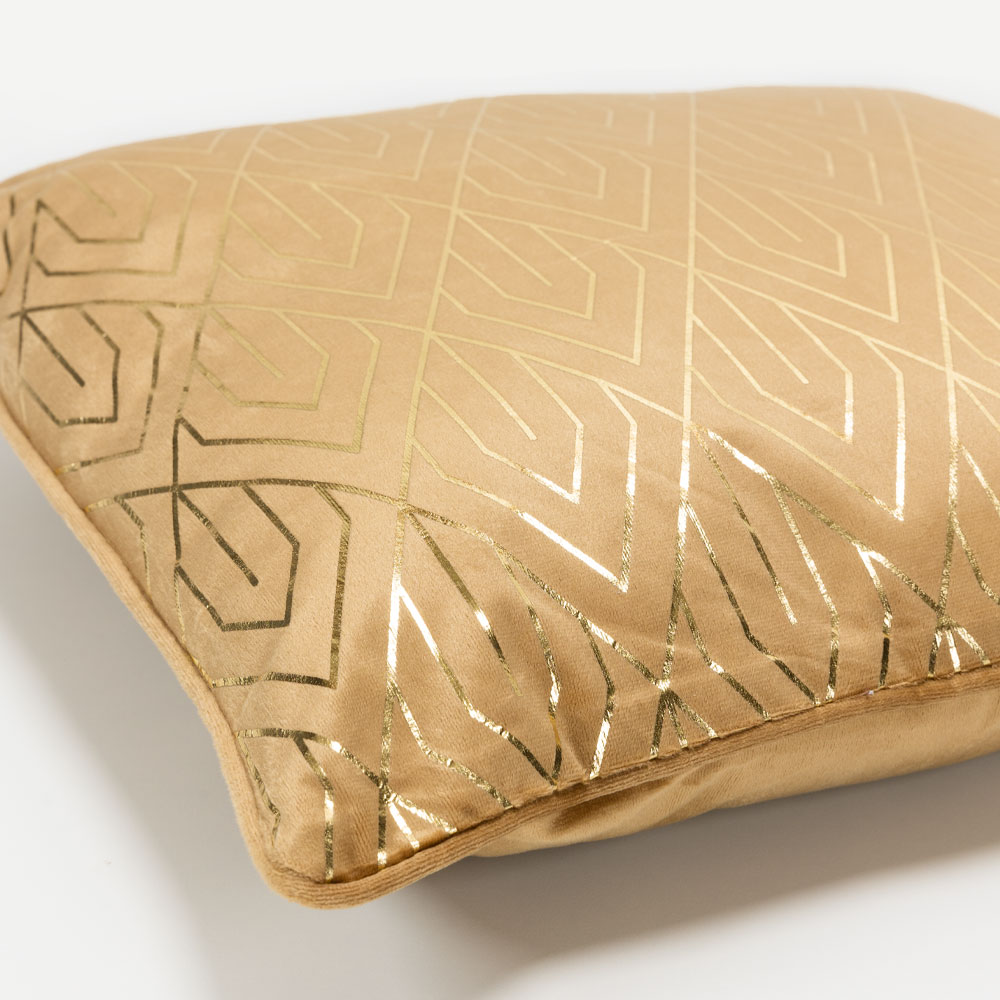 FAMA ΔΙΑΚΟΣΜΗΤΙΚΟ ΜΑΞΙΛΑΡΙ 45x45 ΒΕΛΟΥΔΟ CARAMEL ΧΡΥΣΟ - Image 3