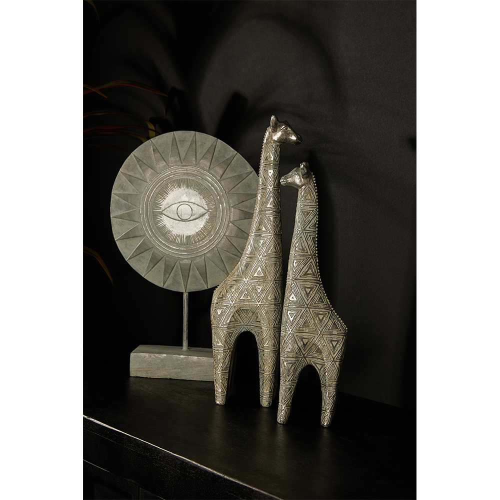 NIGERIA ΔΙΑΚΟΣΜΗΤΙΚΟ TOTEM 26x8x40 POLYRESIN ΑΣΗΜΙ ΛΕΥΚΟ ΑΝΤΙΚΕ - Image 2