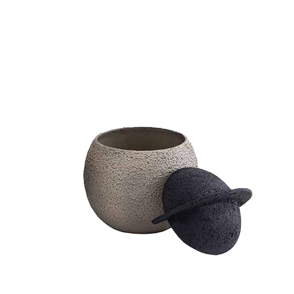 GRIZIO ΒΑΖΟ ΜΕ ΚΑΠΑΚΙ 15x15x19 ΑΛΟΥΜΙΝΙΟ MUD TEXTURED ΜΑΥΡΟ TEXTURED - Image 3