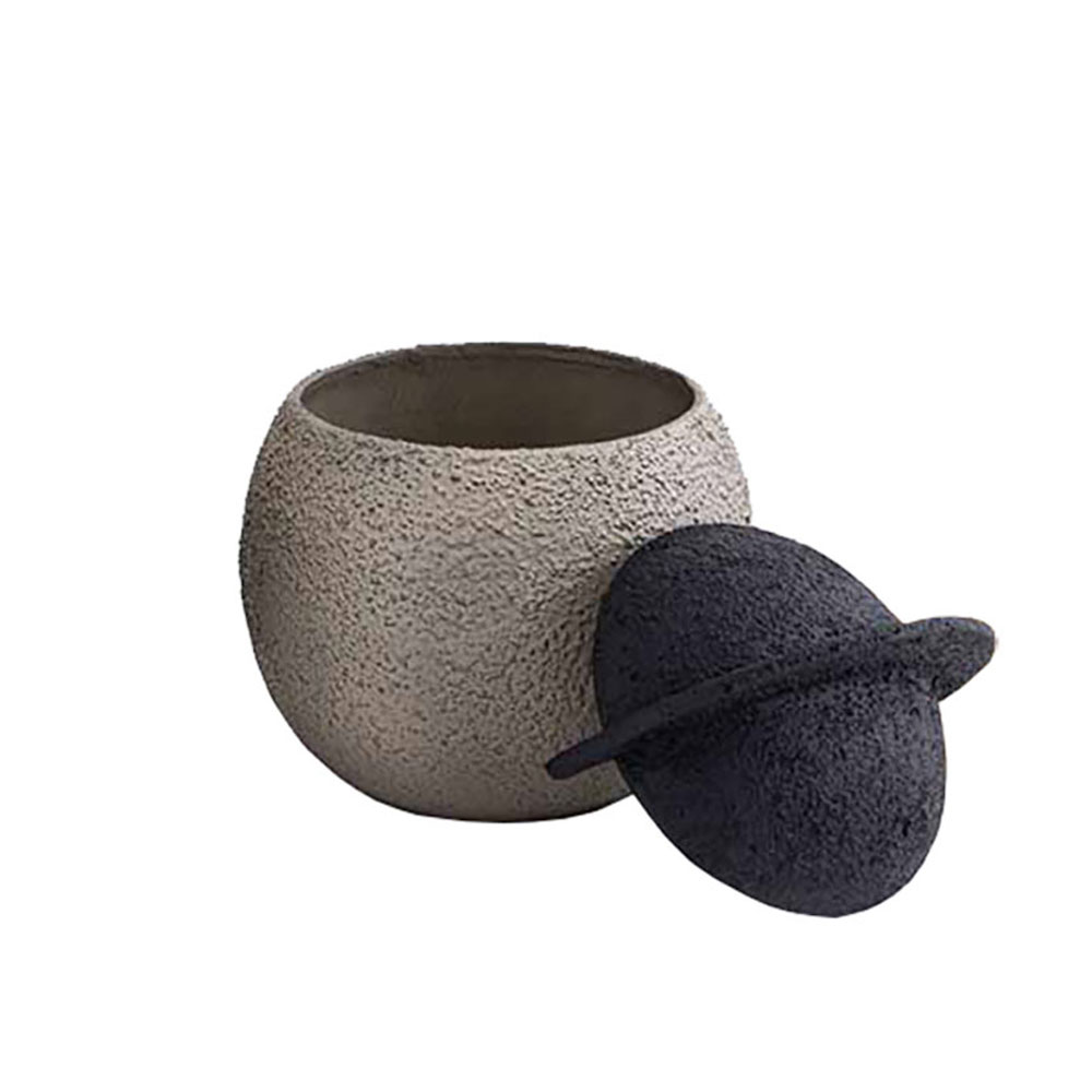 GRIZIO ΒΑΖΟ ΜΕ ΚΑΠΑΚΙ 20x20x24 ΑΛΟΥΜΙΝΙΟ MUD TEXTURED ΜΑΥΡΟ TEXTURED - Image 3