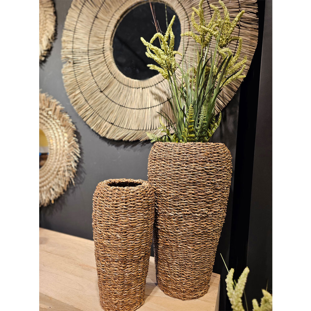 NEREA TALL ΓΛΑΣΤΡΑ SET 3ΤΜΧ 43x43x70cm SEAGRASS ΦΥΣΙΚΟ ΜΕΤΑΛΛΟ - Image 3