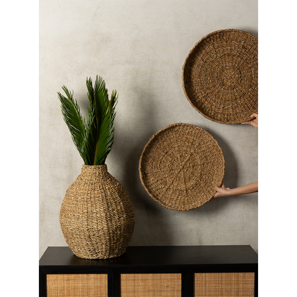 NEREA ΔΙΣΚΟΣ SET 3ΤΜΧ 55x55x8cm SEAGRASS ΦΥΣΙΚΟ ΜΕΤΑΛΛΟ - Image 3