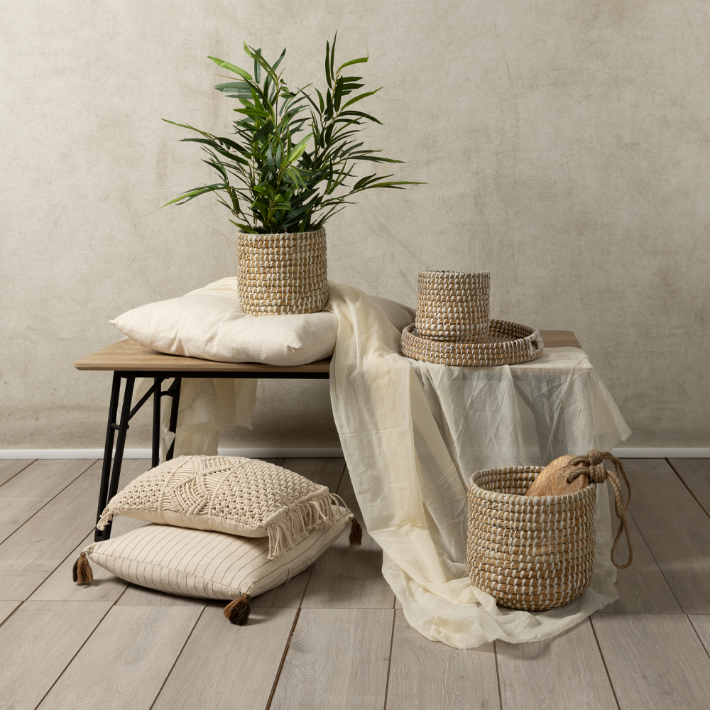 NILE ΚΑΣΠΩ SET 3ΤΜΧ 25x25x25cm KANSGRASS ΦΥΣΙΚΟ ΛΕΥΚΟ PVC - Image 2