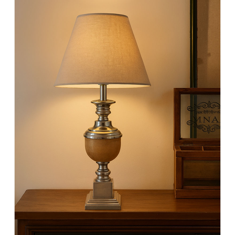 AMABLE ΦΩΤΙΣΤΙΚΟ ΕΠΙΤΡΑΠΕΖΙΟ 15x15x62 ΑΛΟΥΜΙΝΙΟ ΑΣΗΜΙ ΦΥΣΙΚΟ ΞΥΛΟ ΜΠΕΖ - Image 2