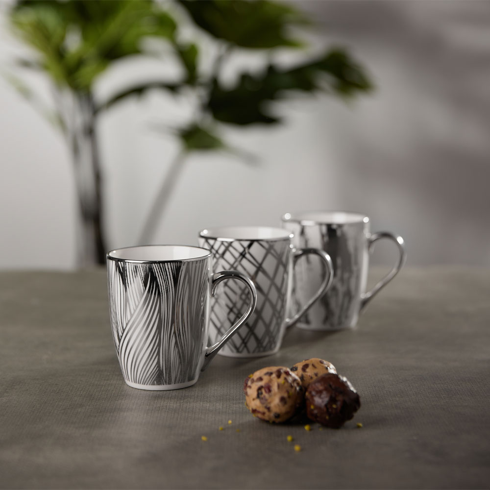 CHIC ΚΟΥΠΑ 8x8x11 NEW BONE CHINA ΛΕΥΚΟ SILVER - Image 2