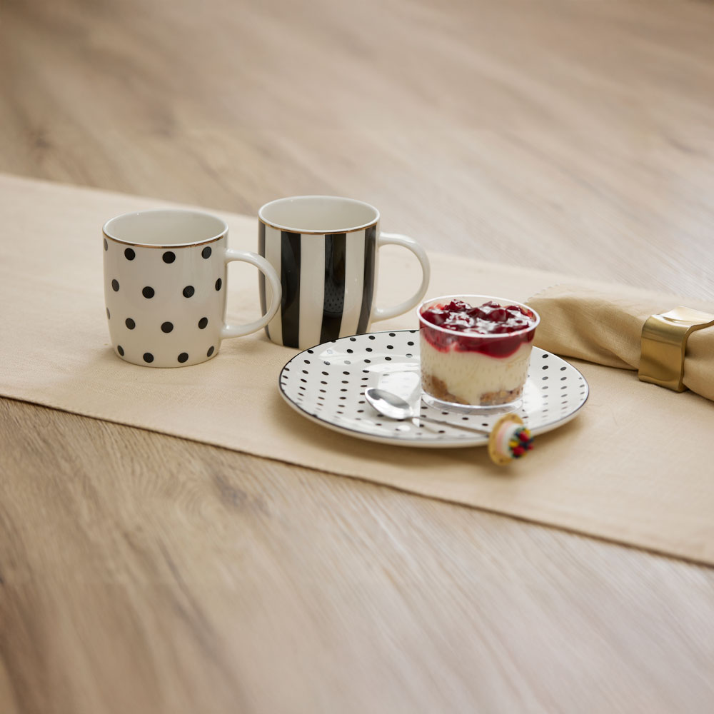 JOLIE ROMBUS ΚΟΥΠΑ 9x9x9 NEW BONE CHINA ΛΕΥΚΟ ΜΑΥΡΟ ΧΡΥΣΟ - Image 2