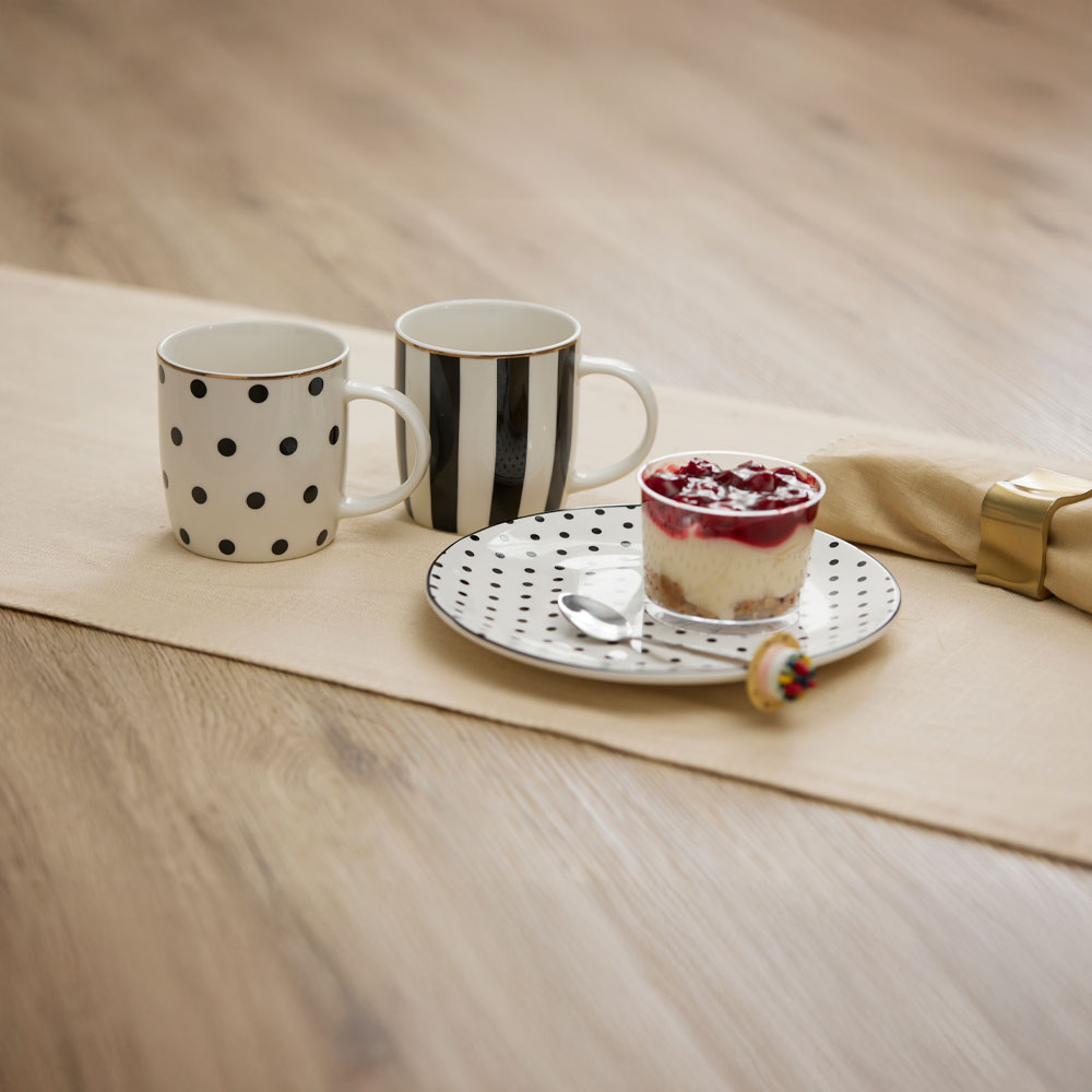 JOLIE ROMBUS ΚΟΥΠΑ 9x9x9 NEW BONE CHINA ΛΕΥΚΟ ΜΑΥΡΟ ΧΡΥΣΟ - Image 2