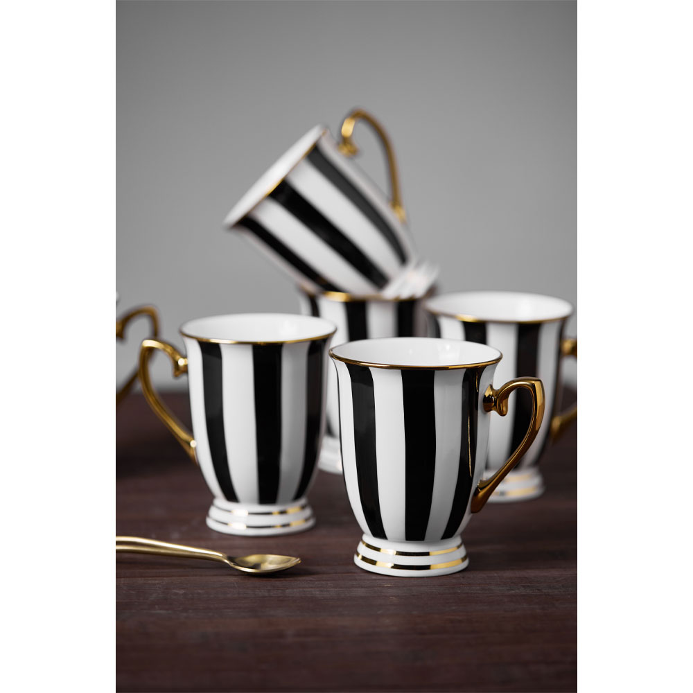 BRITISH ΚΟΥΠΑ 9x9x11 NEW BONE CHINA ΛΕΥΚΟ ΜΑΥΡΟ ΧΡΥΣΟ - Image 2