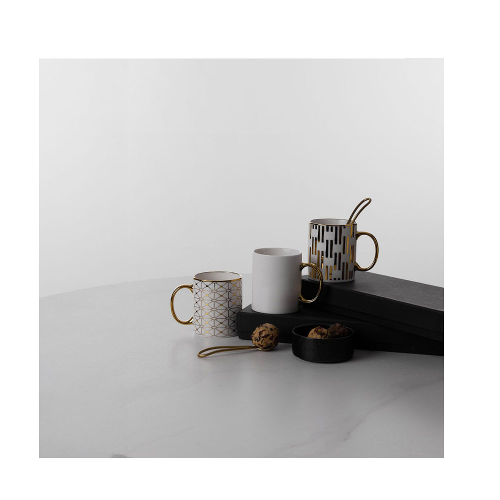 GOLDIE ΚΟΥΠΑ 8x8x10 NEW BONE CHINA ΛΕΥΚΟ ΧΡΥΣΟ - Image 2