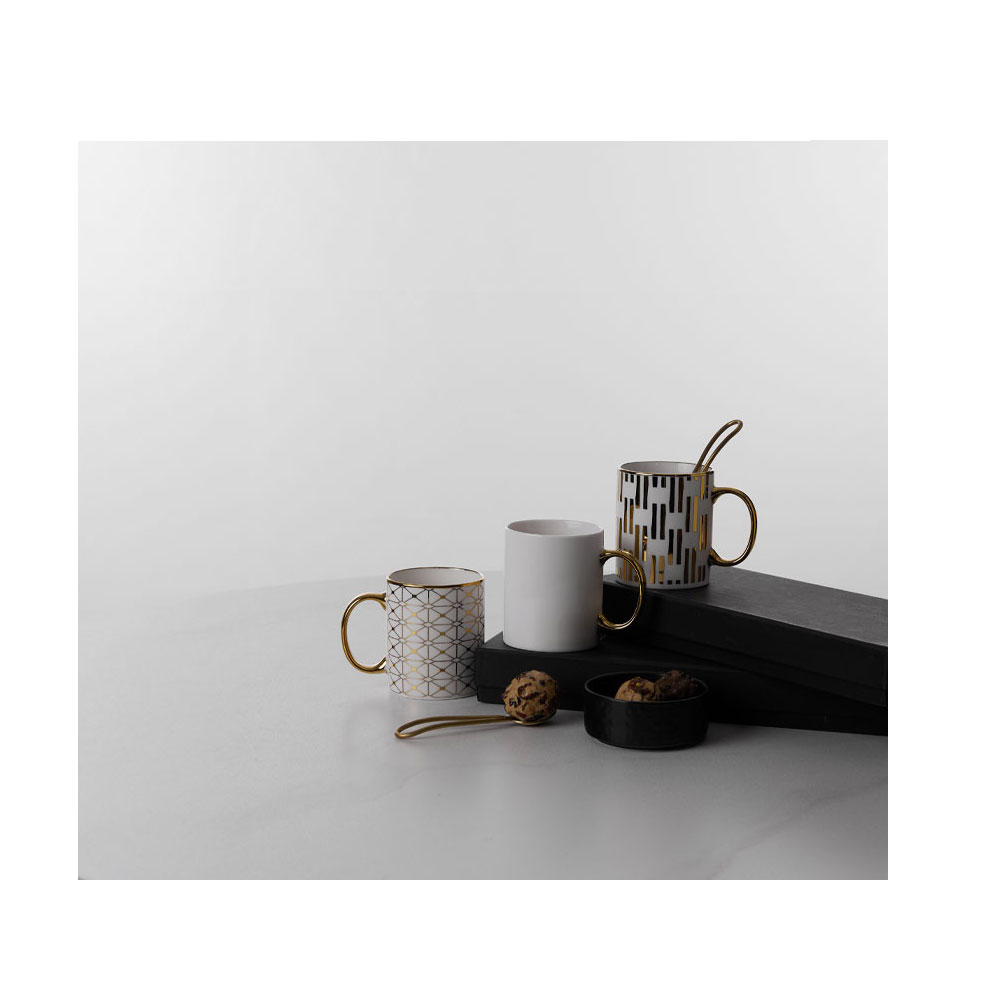 GOLDIE ΚΟΥΠΑ 8x8x10 NEW BONE CHINA ΛΕΥΚΟ ΧΡΥΣΟ - Image 2