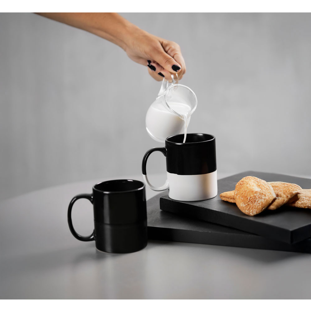 GOOD MORNING ΚΟΥΠΑ 8x8x10 NEW BONE CHINA ΜΑΥΡΟ ΛΕΥΚΟ - Image 2