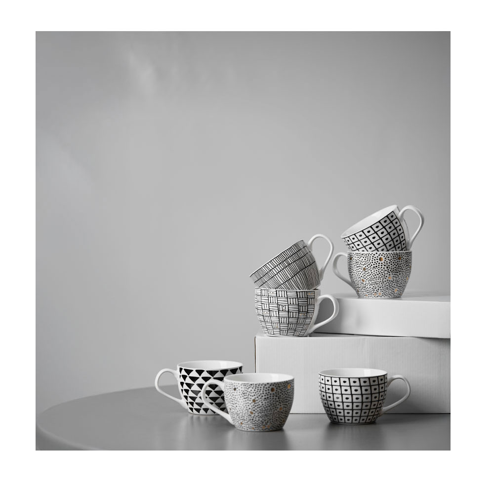 SERAX ΚΟΥΠΑ 11x11x8 NEW BONE CHINA ΛΕΥΚΟ ΜΑΥΡΟ - Image 2