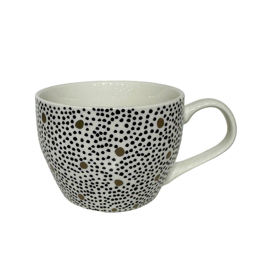 SERAX ΚΟΥΠΑ 11x11x8 NEW BONE CHINA ΛΕΥΚΟ ΜΑΥΡΟ ΧΡΥΣΟ