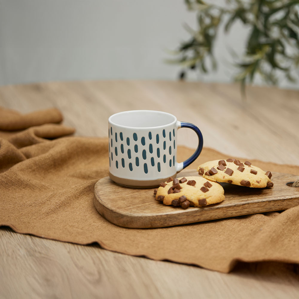 COZY ΚΟΥΠΑ 9x9x8 STONEWARE ΛΕΥΚΟ MIDNIGHT BLUE ΜΠΕΖ - Image 2