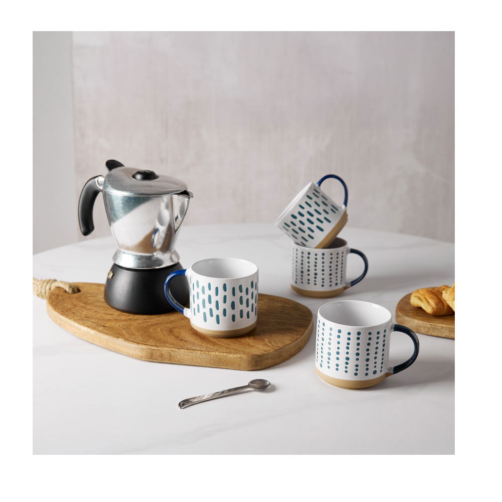 COZY ΚΟΥΠΑ 9x9x8 STONEWARE ΛΕΥΚΟ MIDNIGHT BLUE ΜΠΕΖ - Image 2