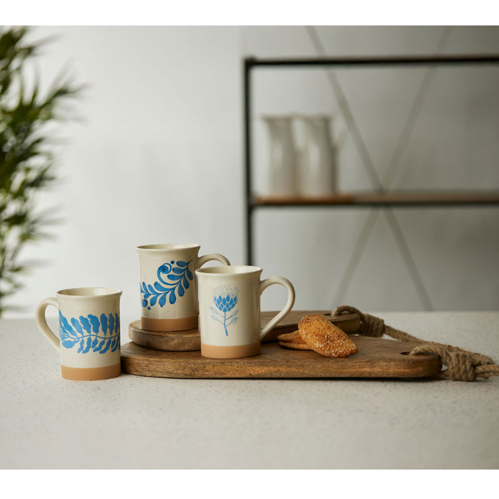 YDRA ΚΟΥΠΑ 10x10x12 STONEWARE ΛΕΥΚΟ ΓΑΛΑΖΙΟ ΜΠΕΖ - Image 2