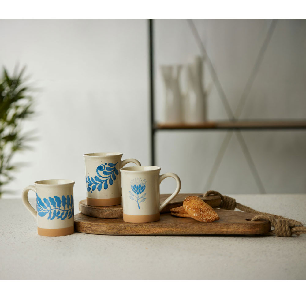 YDRA ΚΟΥΠΑ 10x10x12 STONEWARE ΛΕΥΚΟ ΓΑΛΑΖΙΟ ΜΠΕΖ - Image 2