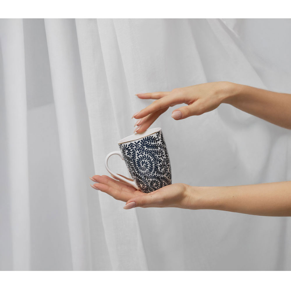 FLEUR ΚΟΥΠΑ 8x8x11 NEW BONE CHINA ΛΕΥΚΟ ΜΠΛΕ ΧΡΥΣΟ - Image 2