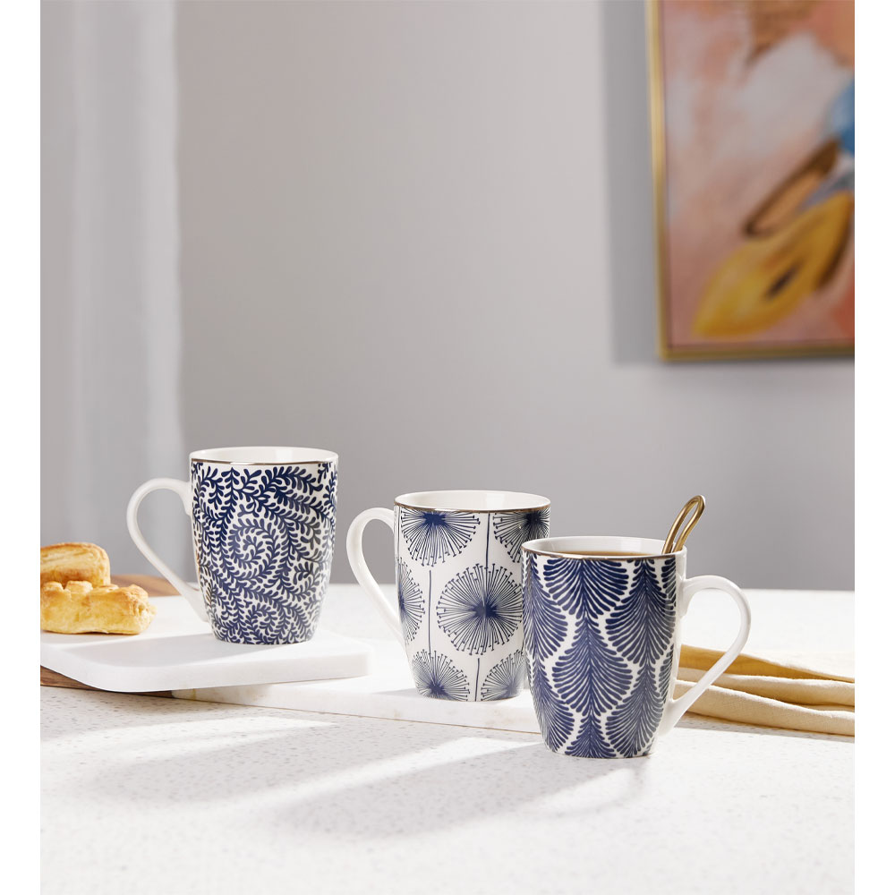 FLEUR ΚΟΥΠΑ 8x8x11 NEW BONE CHINA ΛΕΥΚΟ ΜΠΛΕ ΧΡΥΣΟ - Image 2