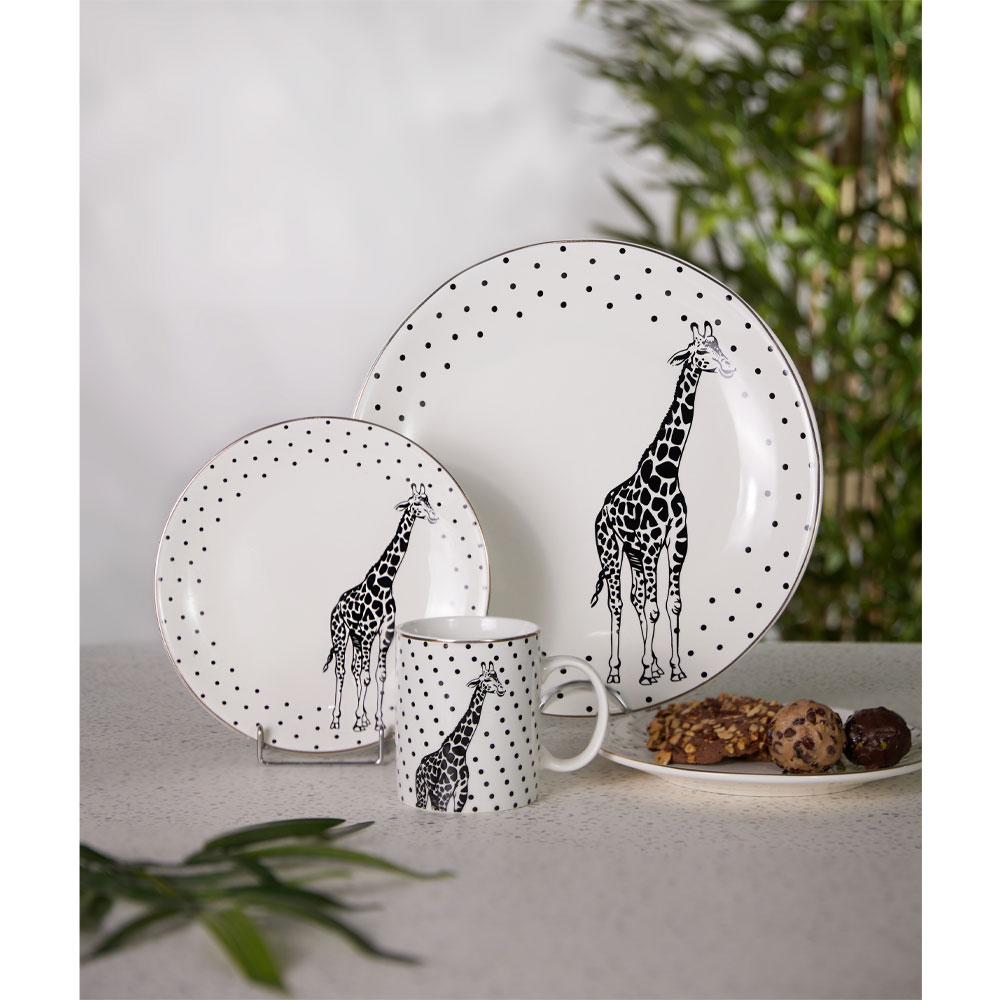 AFRICA ΠΙΑΤΟ ΓΛΥΚΟΥ SET 7ΤΜΧ 30x30x3 NEW BONE CHINA ΛΕΥΚΟ ΜΑΥΡΟ - Image 2