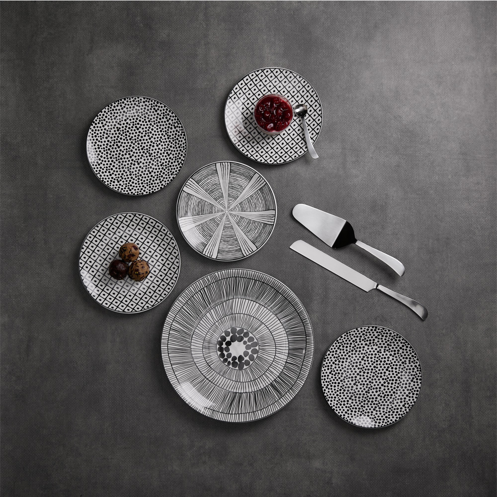 SERAX ΠΙΑΤΟ ΓΛΥΚΟΥ SET 7ΤΜΧ 30x30x3 NEW BONE CHINA ΛΕΥΚΟ ΜΑΥΡΟ - Image 2