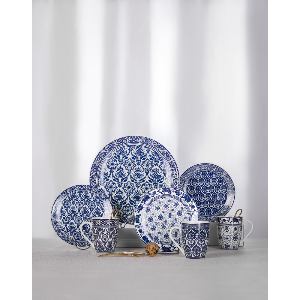 FELICIA ΠΙΑΤΟ ΓΛΥΚΟΥ SET 7ΤΜΧ 30x30x3 NEW BONE CHINA ΛΕΥΚΟ ΜΠΛΕ - Image 2